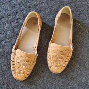 Nisolo Tan Woven Leather Flats